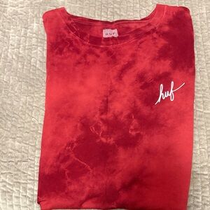 HUF Crimson Tie-Dye Tee with White Script